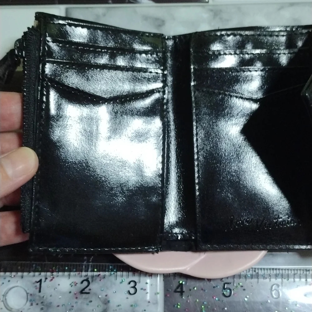 Victoria's Secret Black Faux Patent Leather Quilted  Wallet NWT